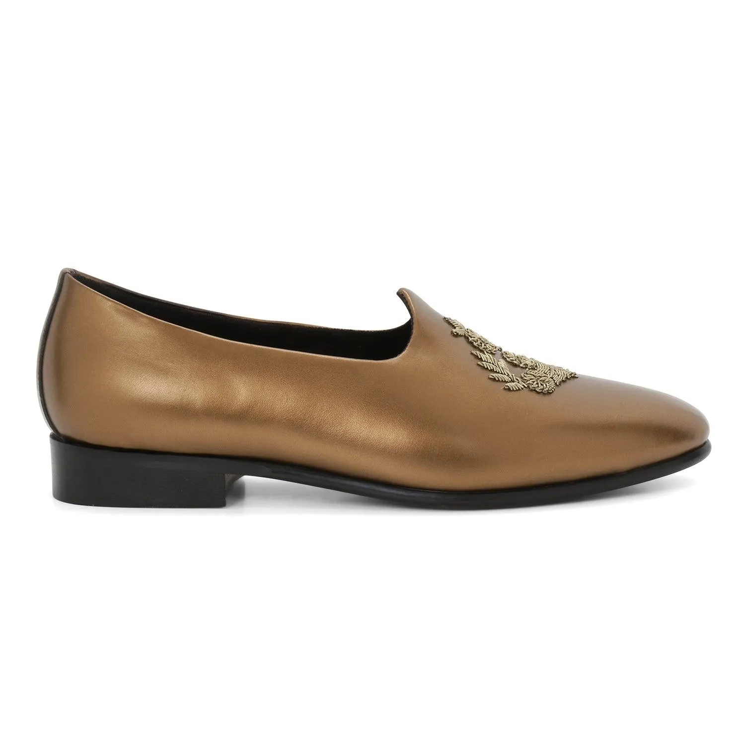 Anza Copper Hand-Embroidered Ethnic Slip-Ons