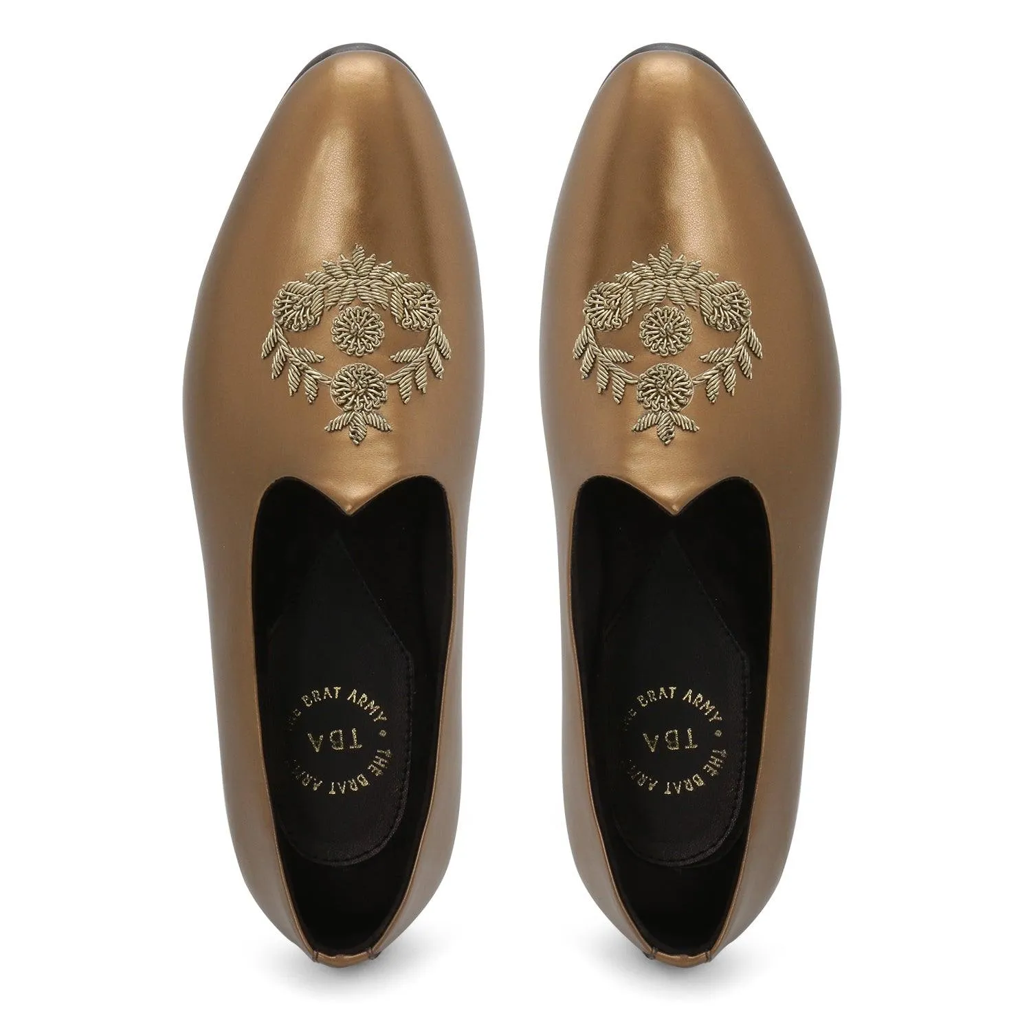 Anza Copper Hand-Embroidered Ethnic Slip-Ons