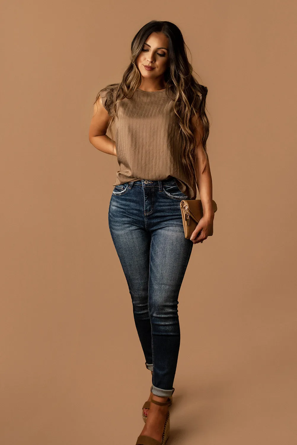 Beautiful As You Short Sleeve Blouse (Brown)
