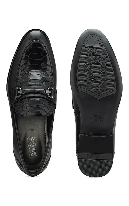 Black Croco Textured Loafers