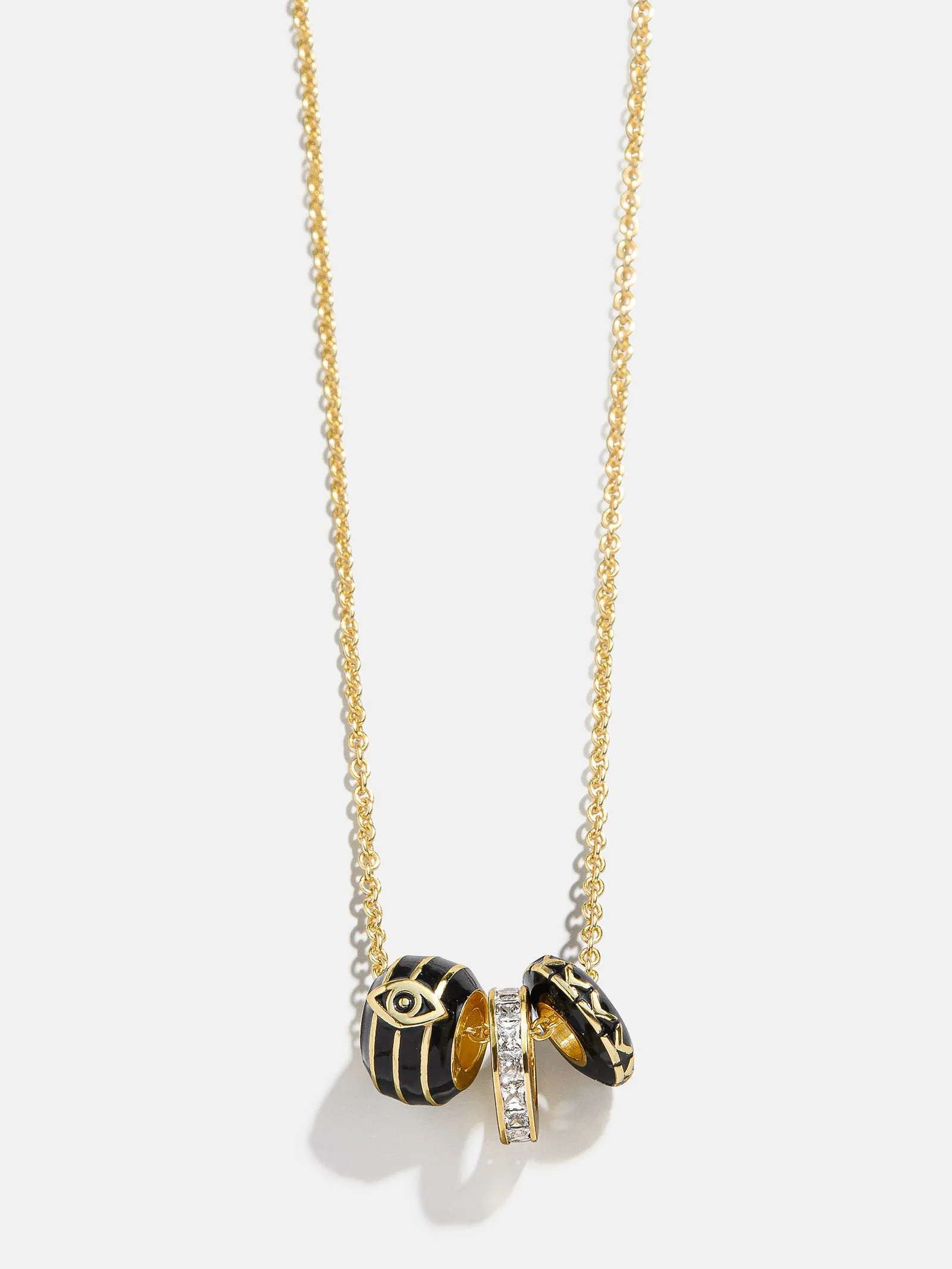 Black Initial Bead Charm - U