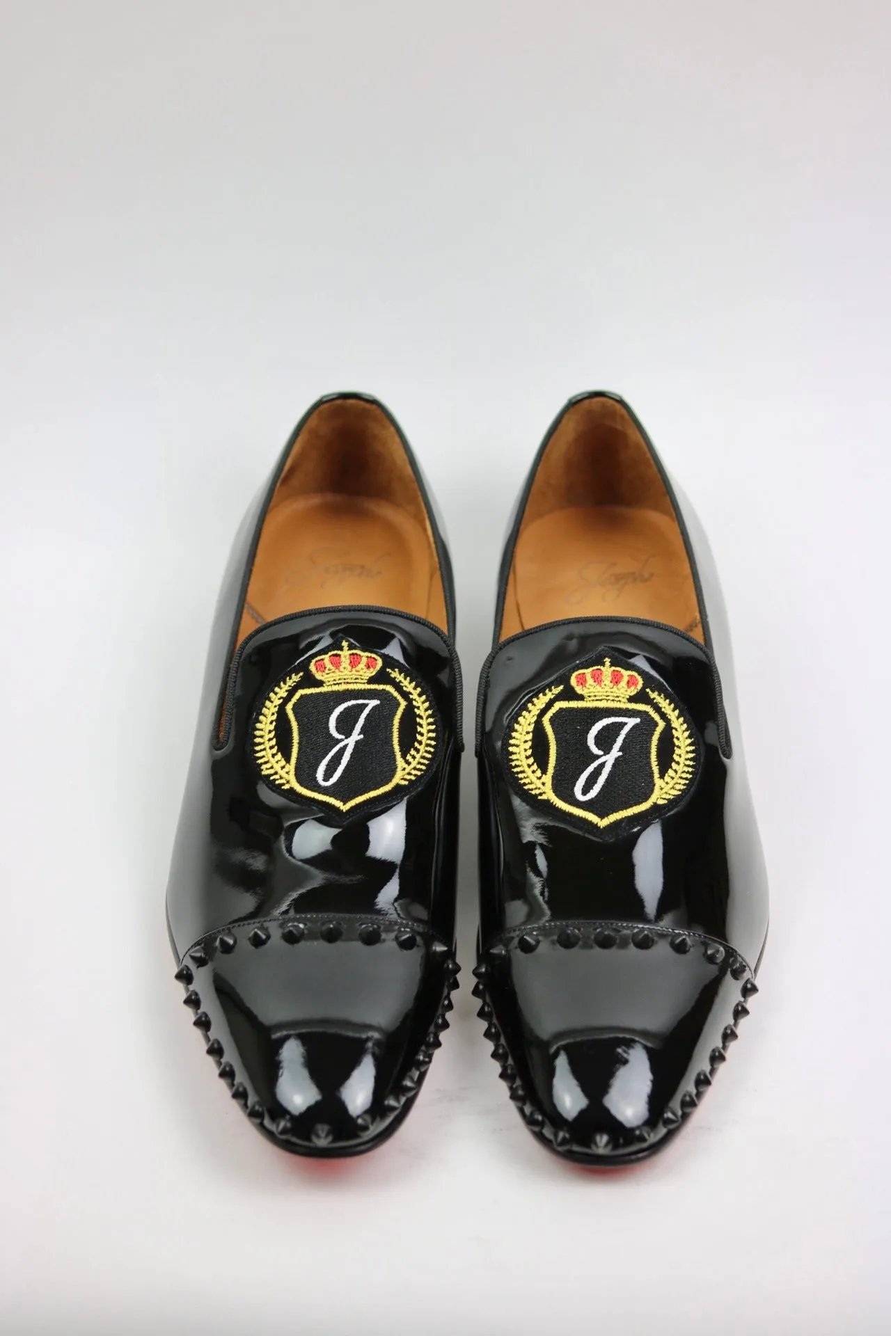 BLACK PATENT OFFICIAL EMBLEM LOAFERS