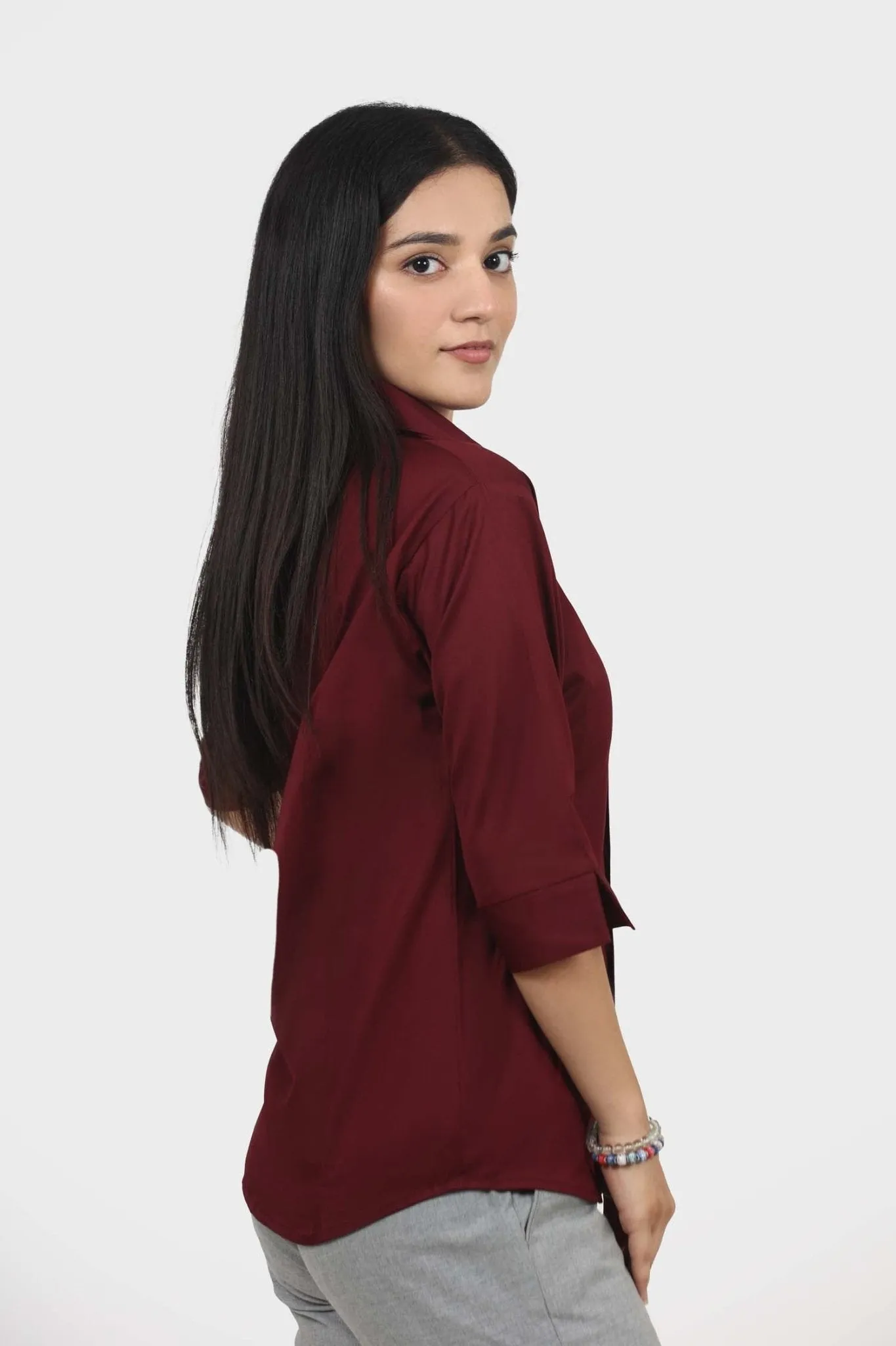 bluebird Women's Maroon Formal Shirt