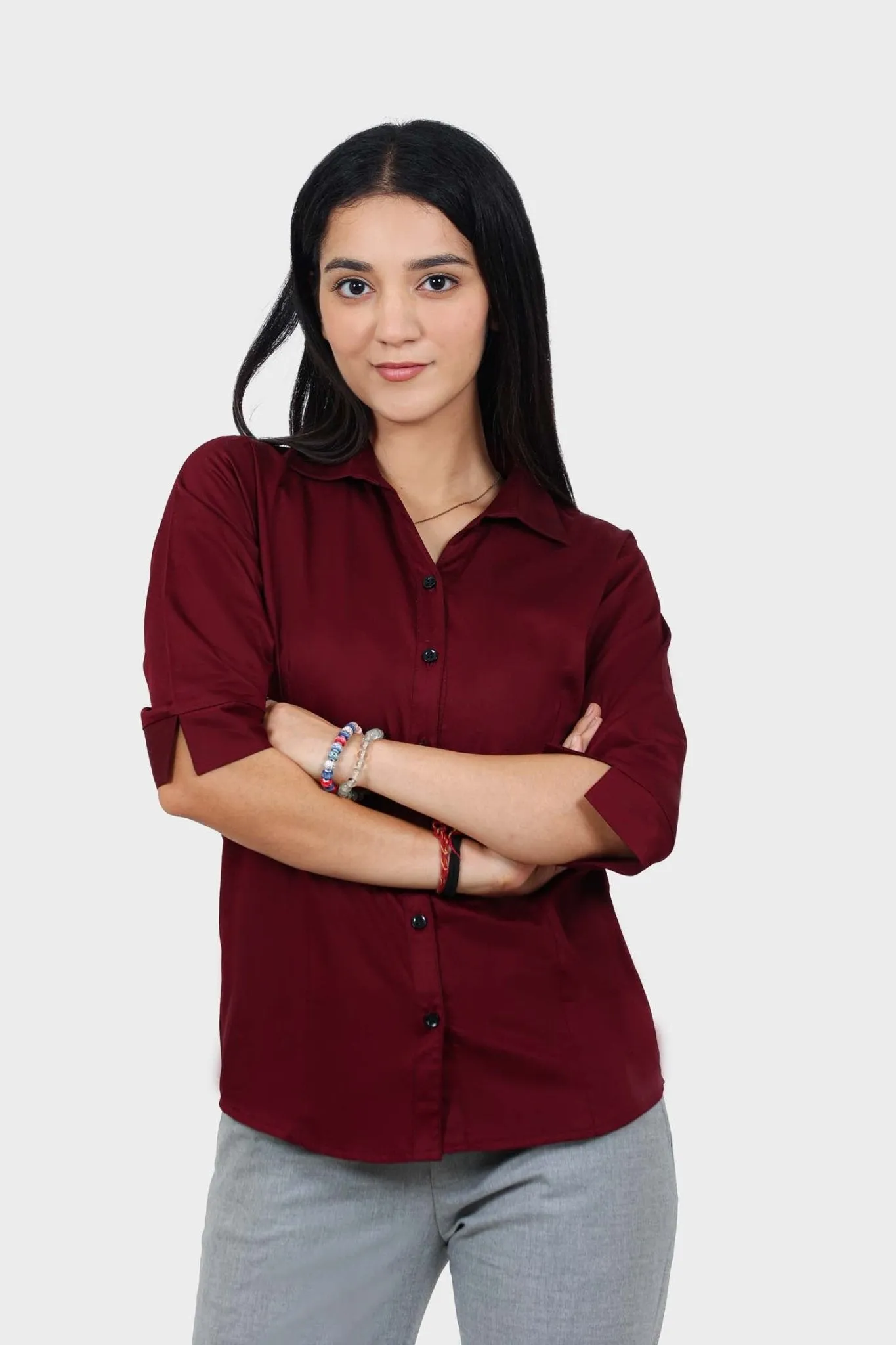 bluebird Women's Maroon Formal Shirt