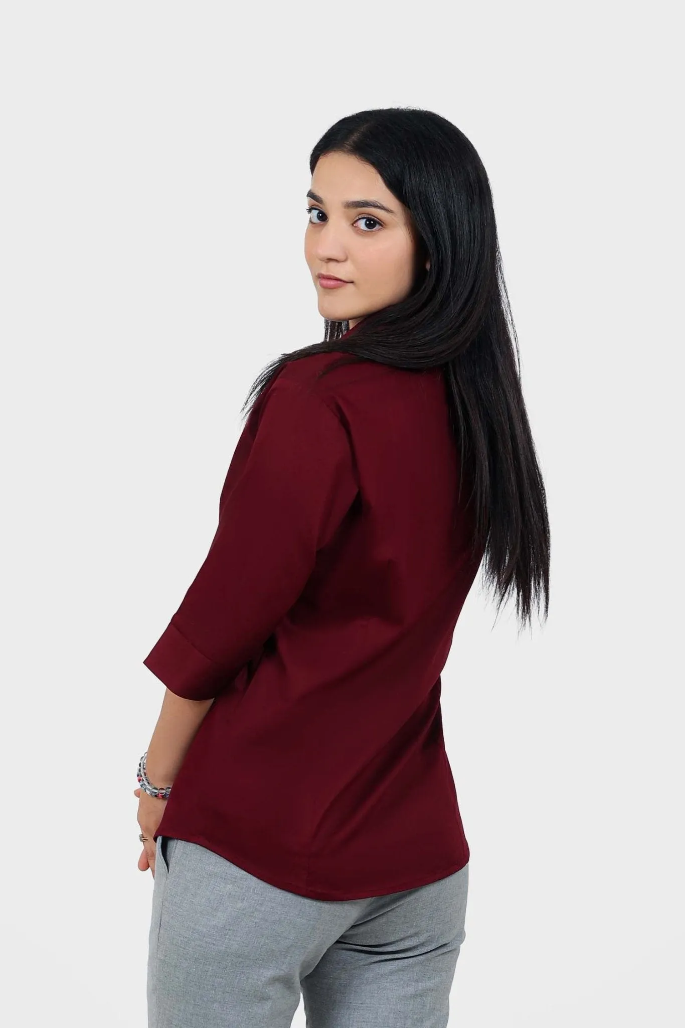 bluebird Women's Maroon Formal Shirt