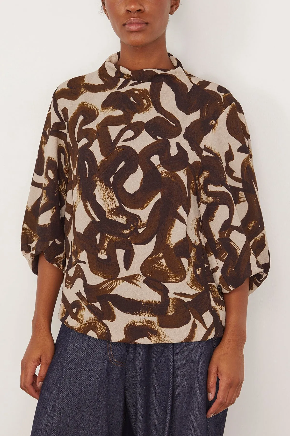 Clari Printed Shirt in Brown