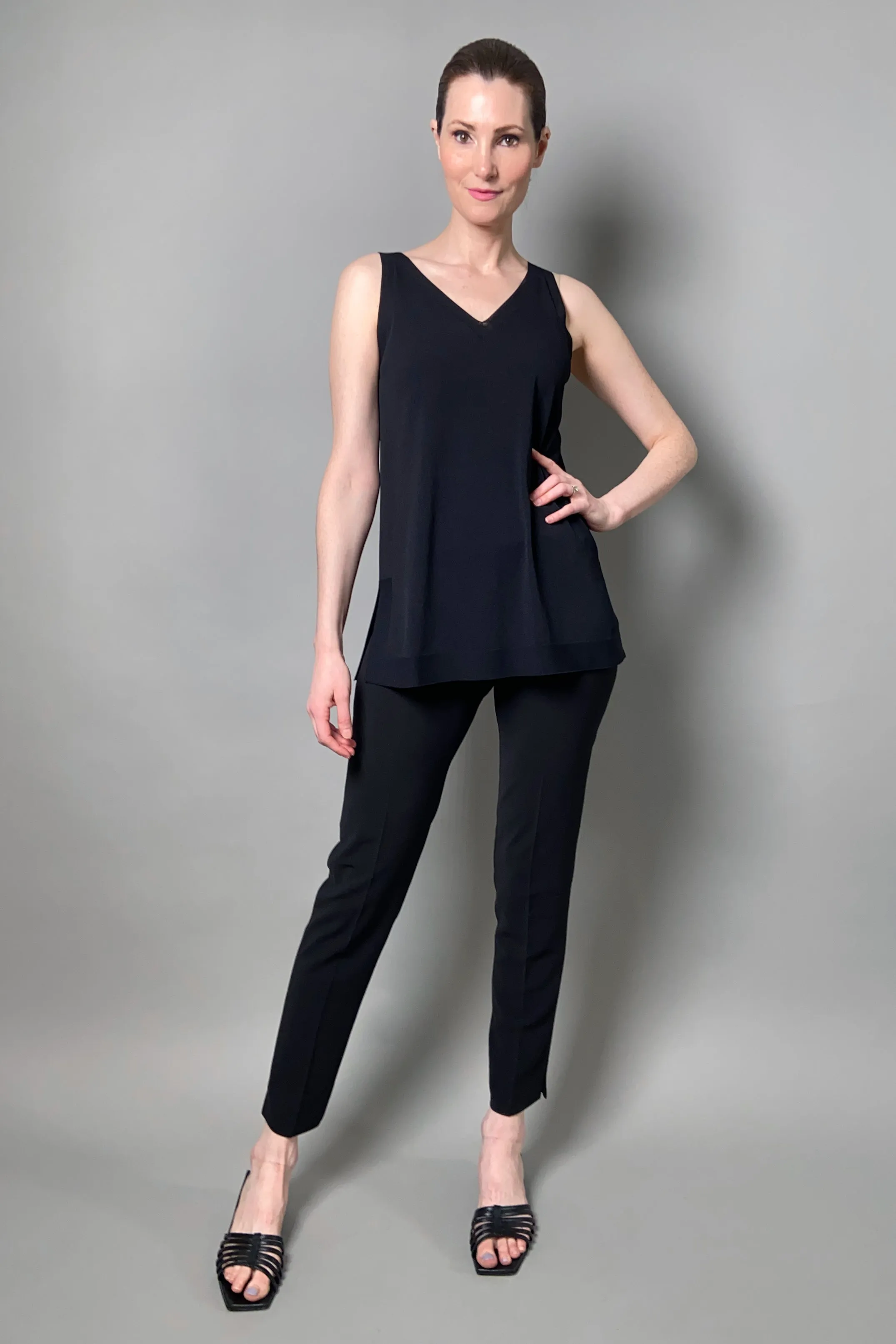 D. Exterior Long Viscose Knit Tank Top in Black