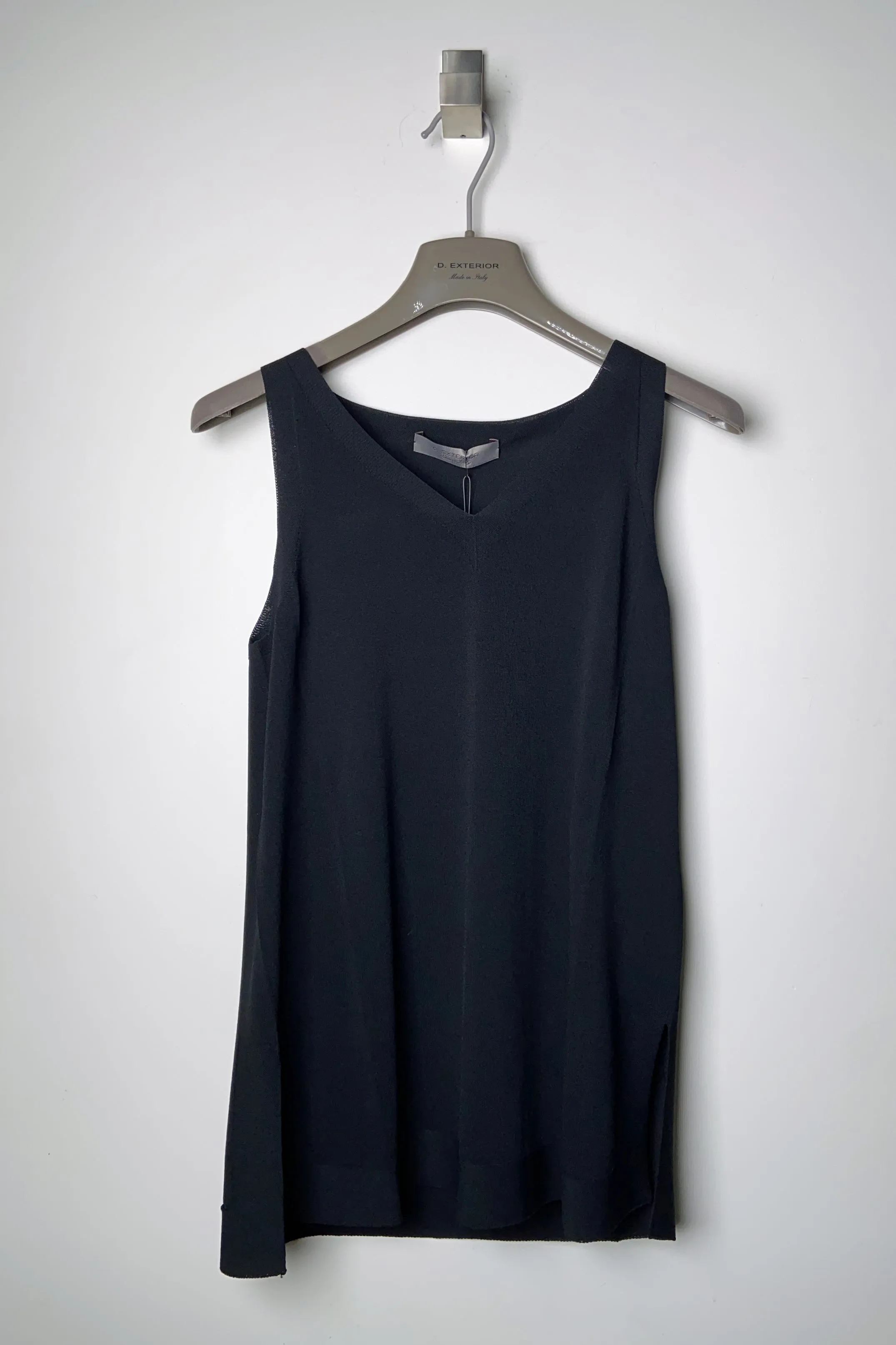 D. Exterior Long Viscose Knit Tank Top in Black