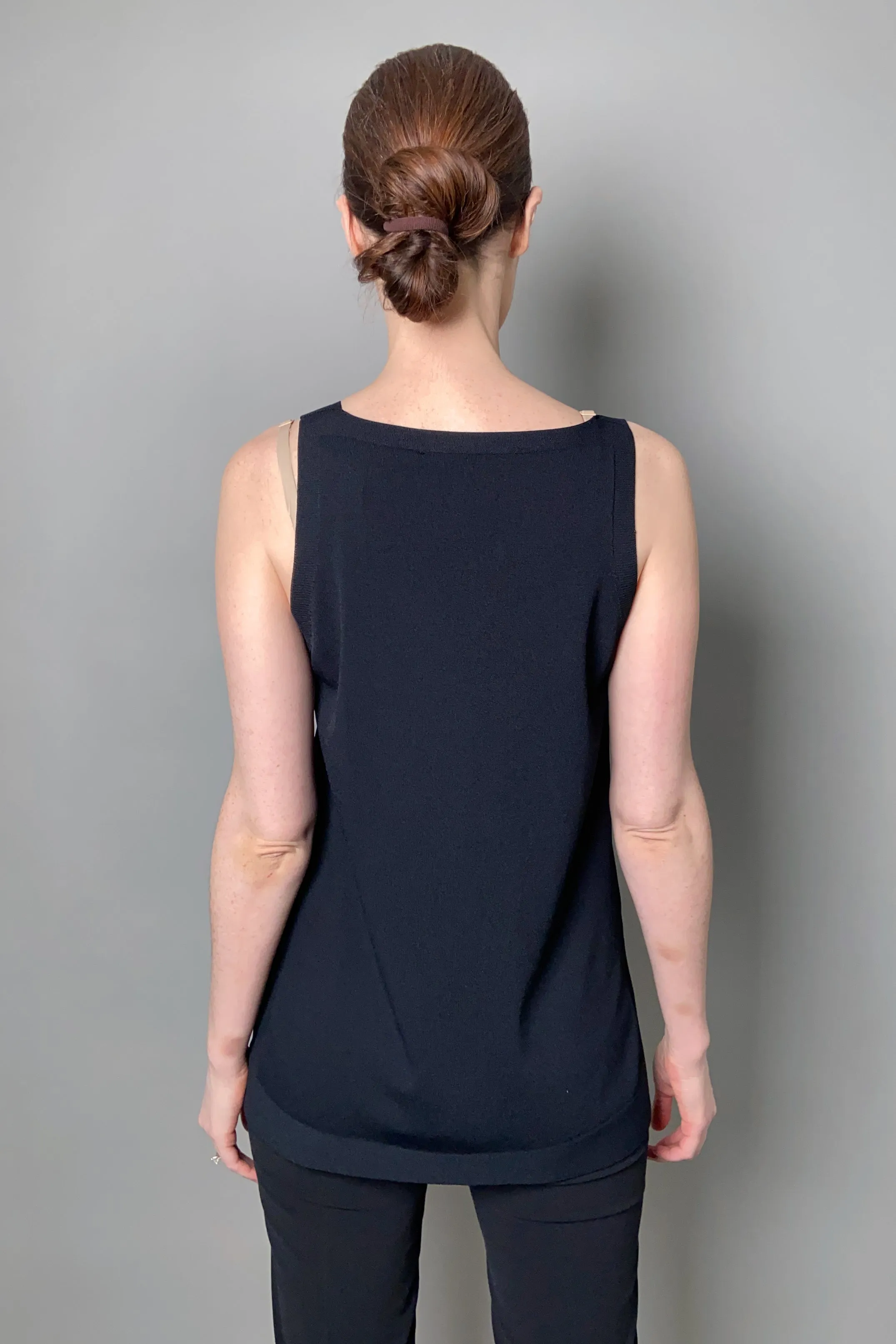 D. Exterior Long Viscose Knit Tank Top in Black