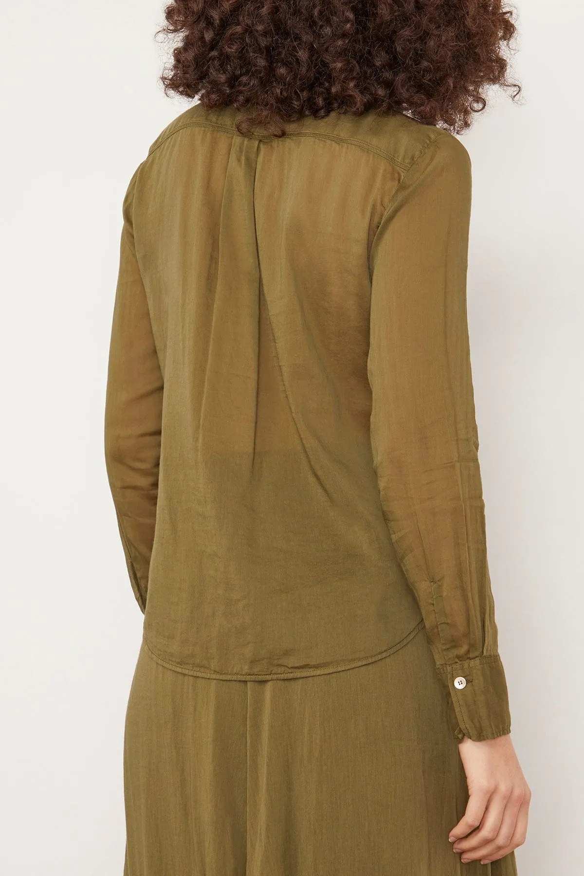 Essential Cotton Silk Voile Shirt in Olive
