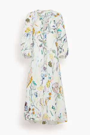 Floral Power Long Dress in Wicked Flower Print White