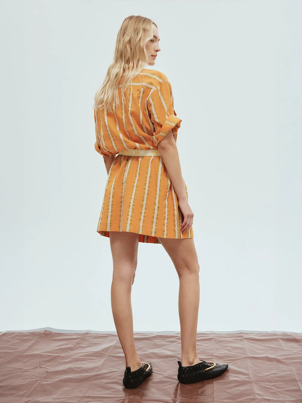 Gina Stripe Mini Dress (Tangerine)