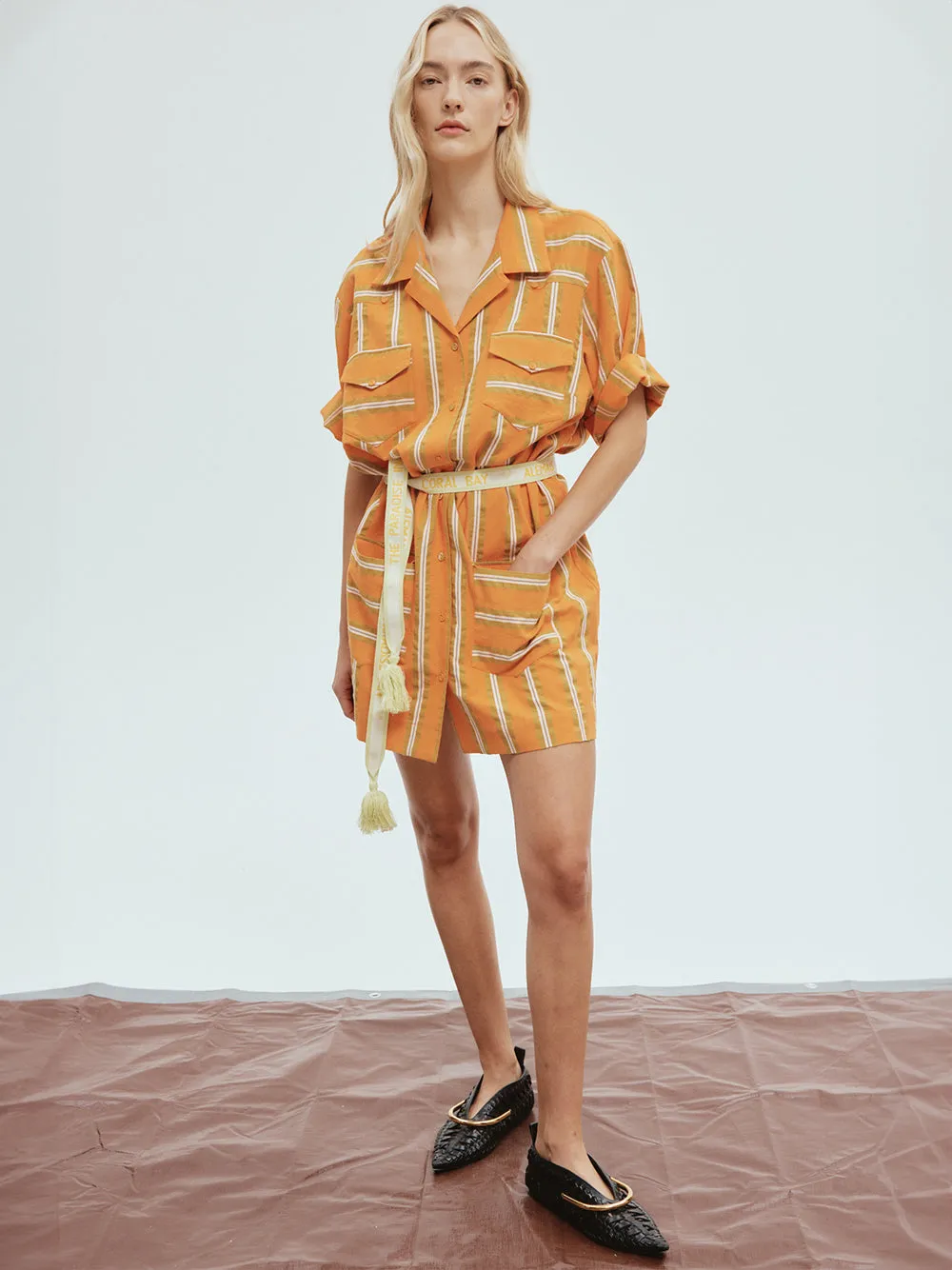 Gina Stripe Mini Dress (Tangerine)