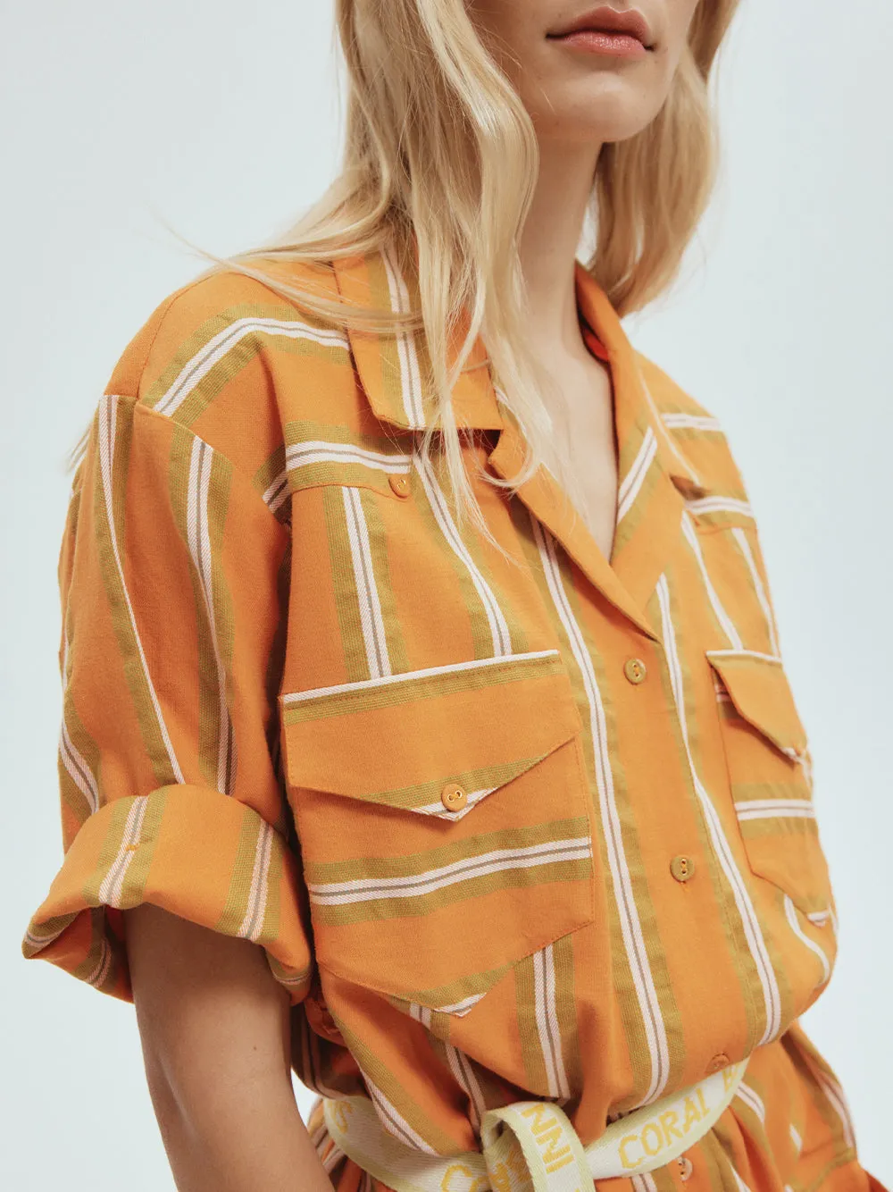 Gina Stripe Mini Dress (Tangerine)