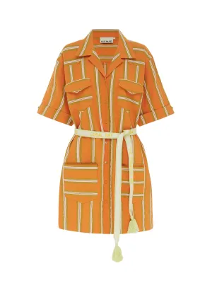 Gina Stripe Mini Dress (Tangerine)