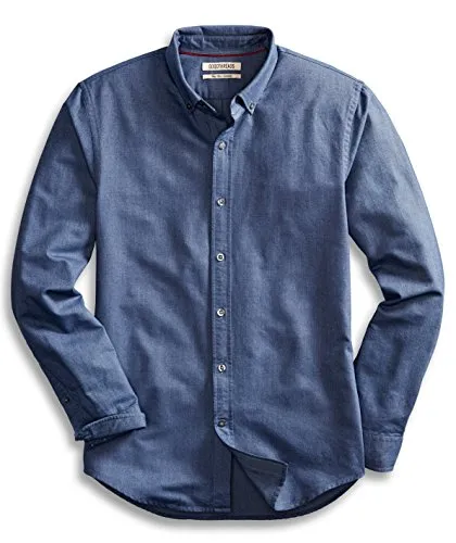 Goodthreads Men's Slim-Fit Long-Sleeve Solid Oxford Shirt, Indigo, Medium