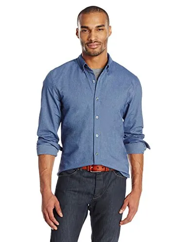 Goodthreads Men's Slim-Fit Long-Sleeve Solid Oxford Shirt, Indigo, Medium
