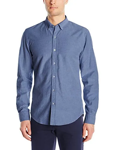 Goodthreads Men's Slim-Fit Long-Sleeve Solid Oxford Shirt, Indigo, Medium