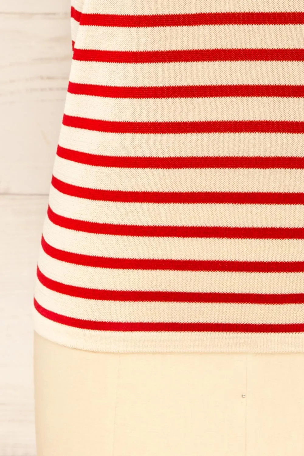 Gwanju Red | Striped Boat Neck Knit Top