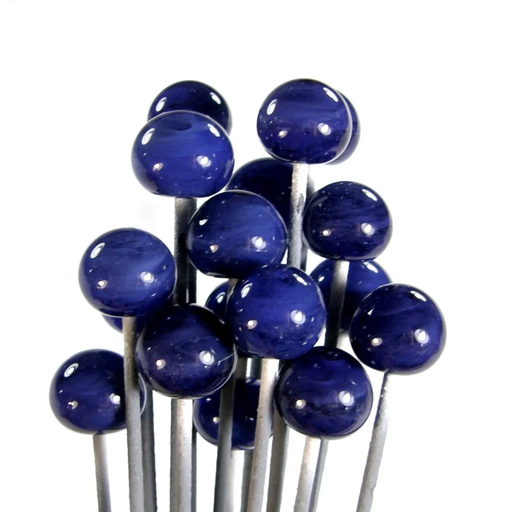 Half Hole Handmade Lampwork Glass Beads, Blueberries Shiny