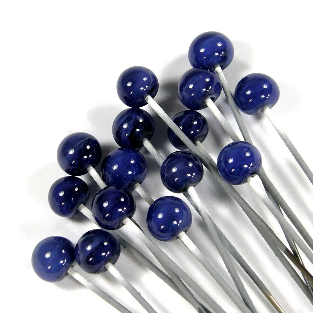 Half Hole Handmade Lampwork Glass Beads, Blueberries Shiny