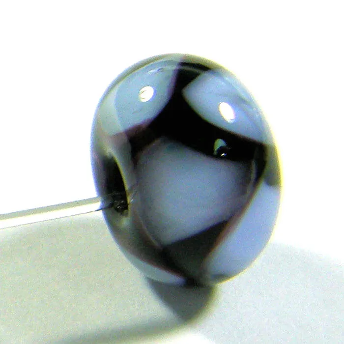 Handmade Lampwork Beads, Triangles Black Lavender Purple Shiny
