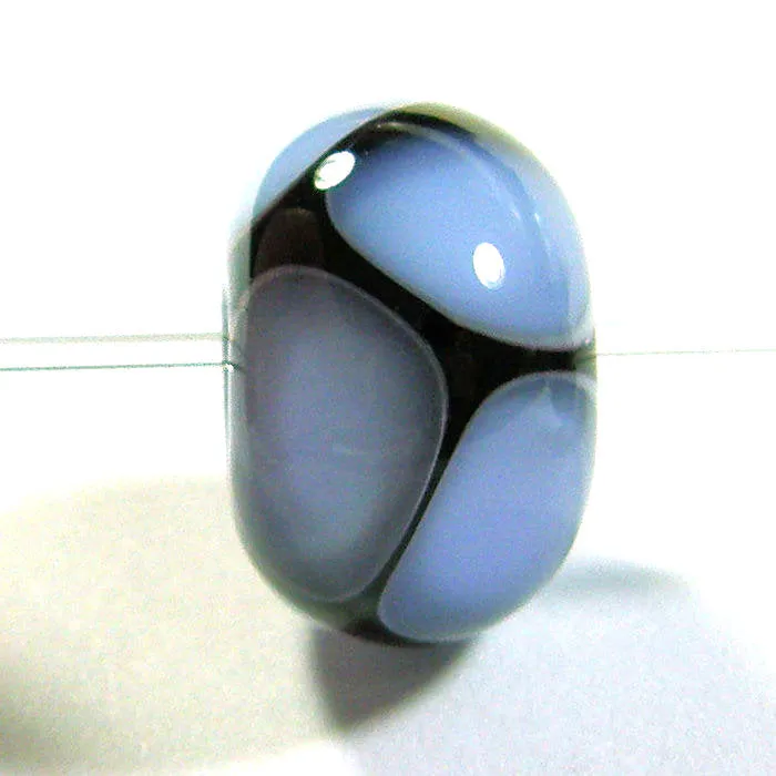 Handmade Lampwork Beads, Triangles Black Lavender Purple Shiny