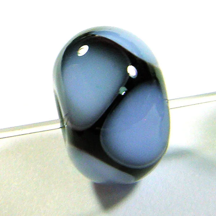 Handmade Lampwork Beads, Triangles Black Lavender Purple Shiny