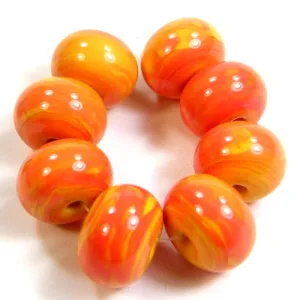 Handmade Lampwork Glass Beads, Apricot Orange Shiny Glossy 419g
