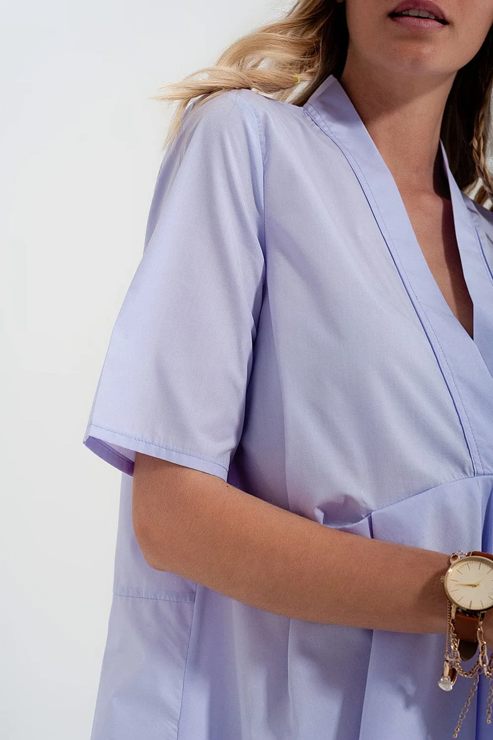 High-Low Dress With Empire Waistline In Lilac