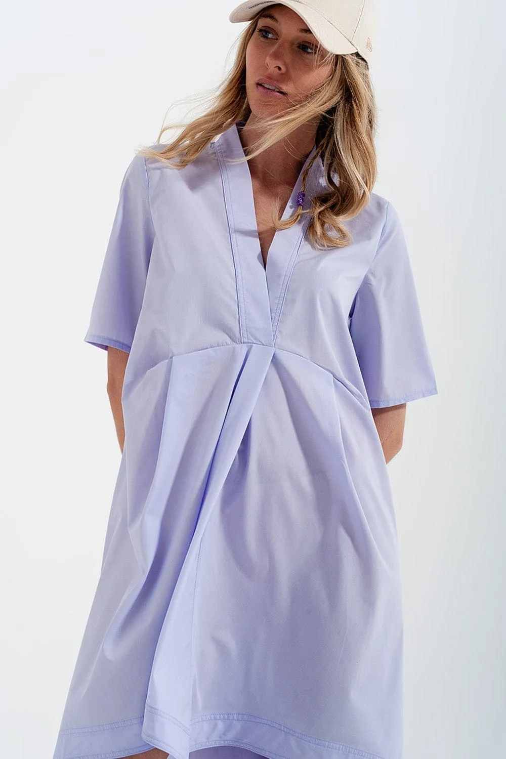 High-Low Dress With Empire Waistline In Lilac