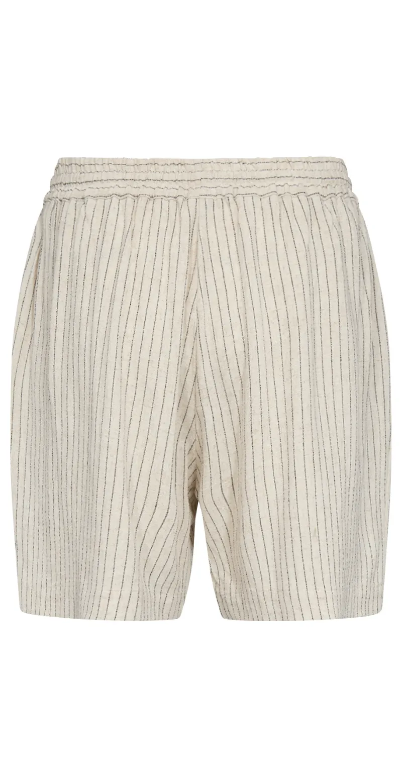 Hør shorts med nålestribet print sand