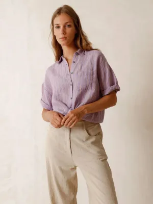 Indi & Cold Kora linen striped shirt Lilac Jasper