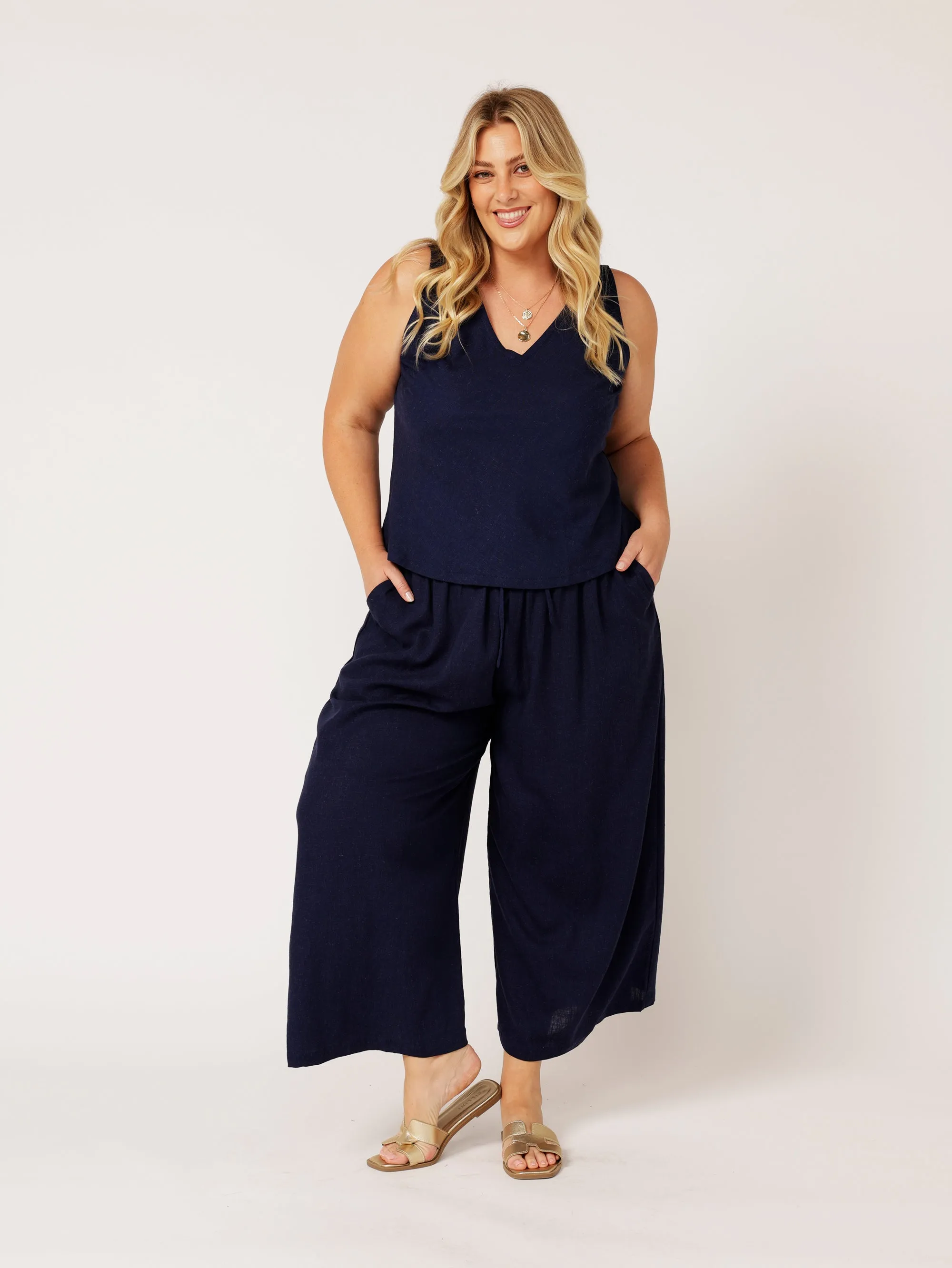Island Pant | Navy | Linen Viscose