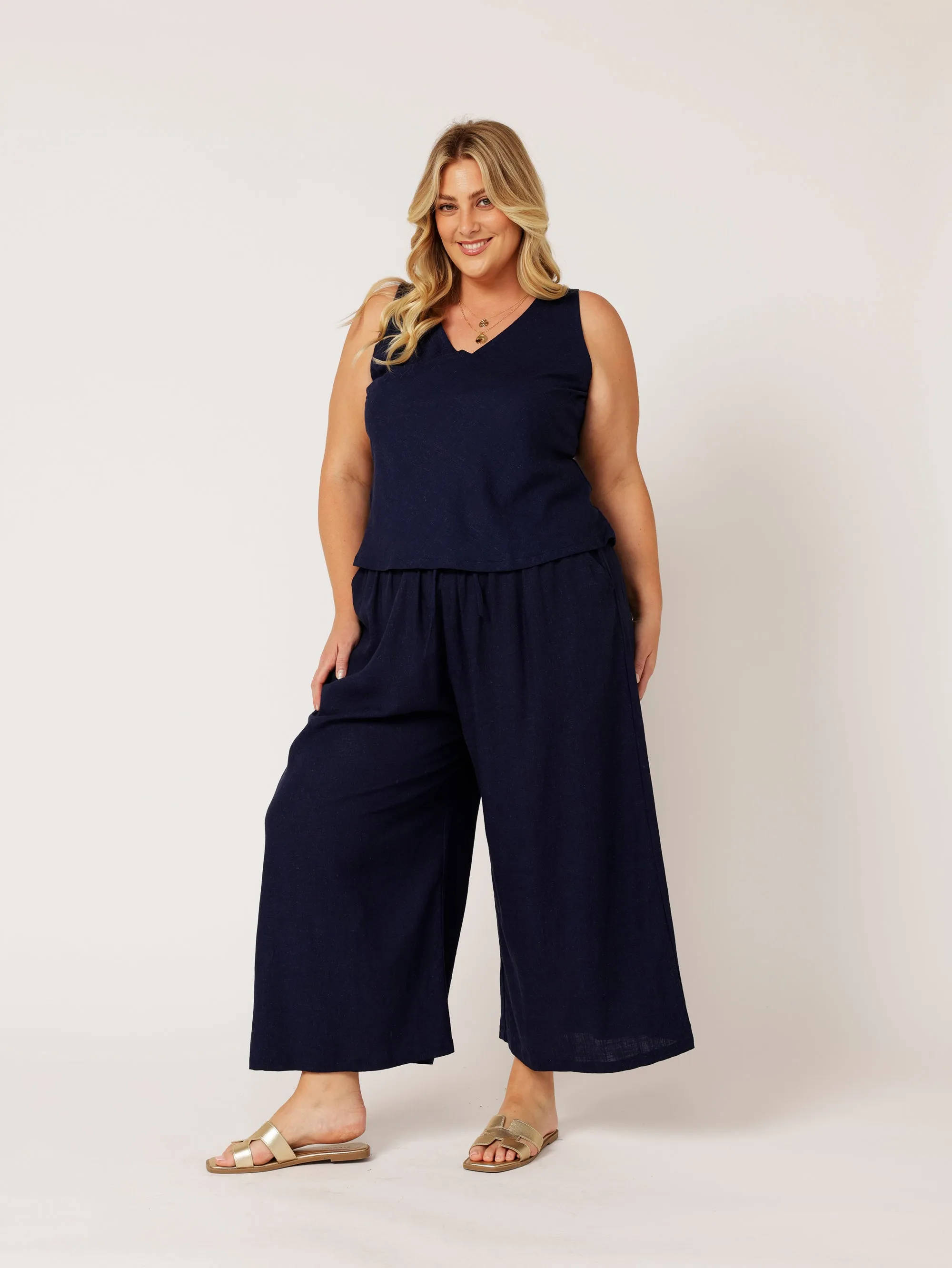 Island Pant | Navy | Linen Viscose