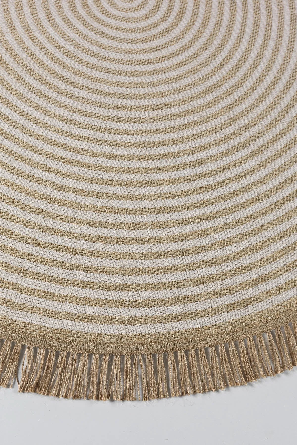 Jute Rustic Straw Look Fringed Modern Non-Slip Base Colored Woven Round Modern Rug