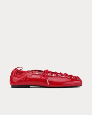 Lace Up Ballerina Racing Red Slip Ons