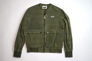 Lightweight Collarless "Washed Green" Zip up Jacket