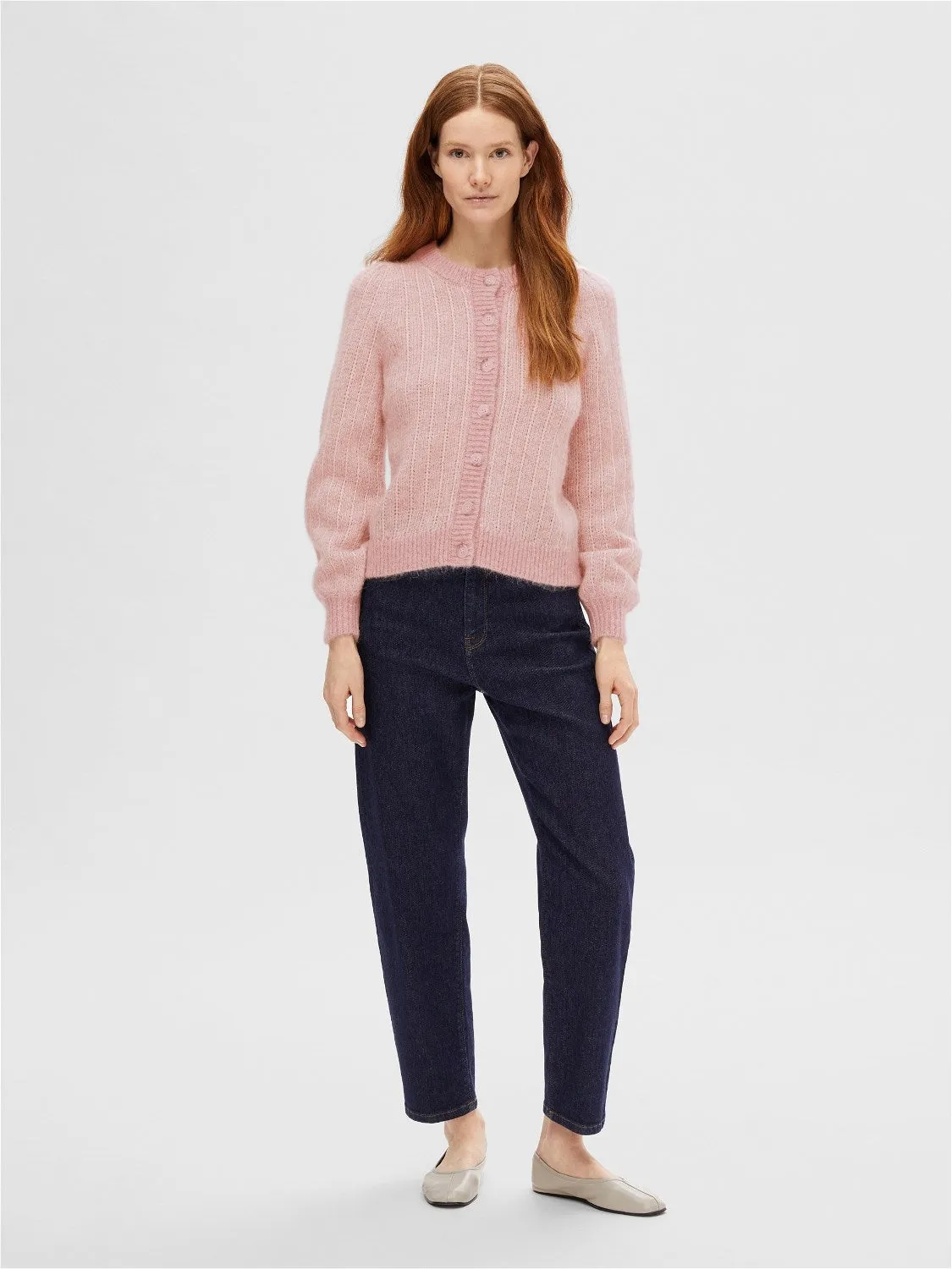 Mejse Ls Knit Cardigan - Pink Nectar Birch