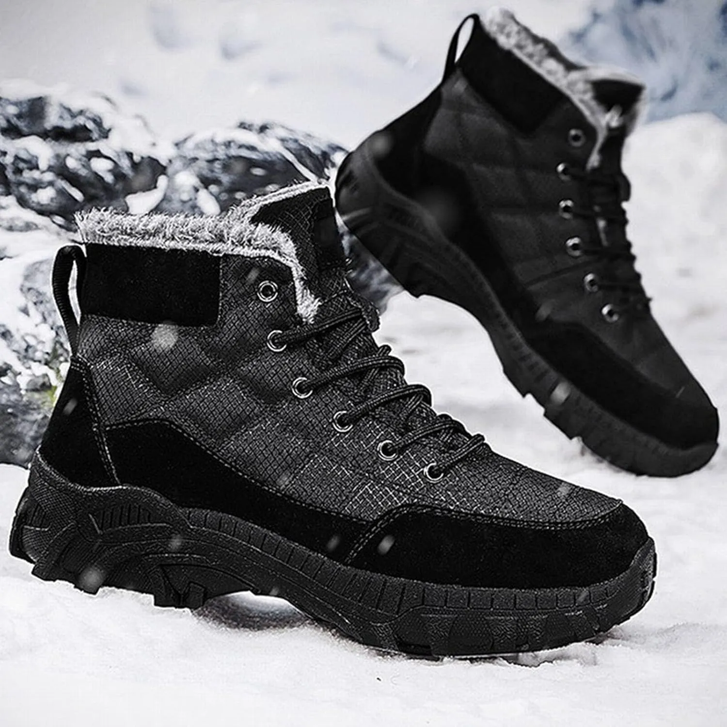 Mens Work Boots Slip On Hiking Sneakers Women's Slip On Warm Womens Working Shoes Steel Toe Slip On Platform Shoes Lightweight Comfortable Hike Grounded Footwear