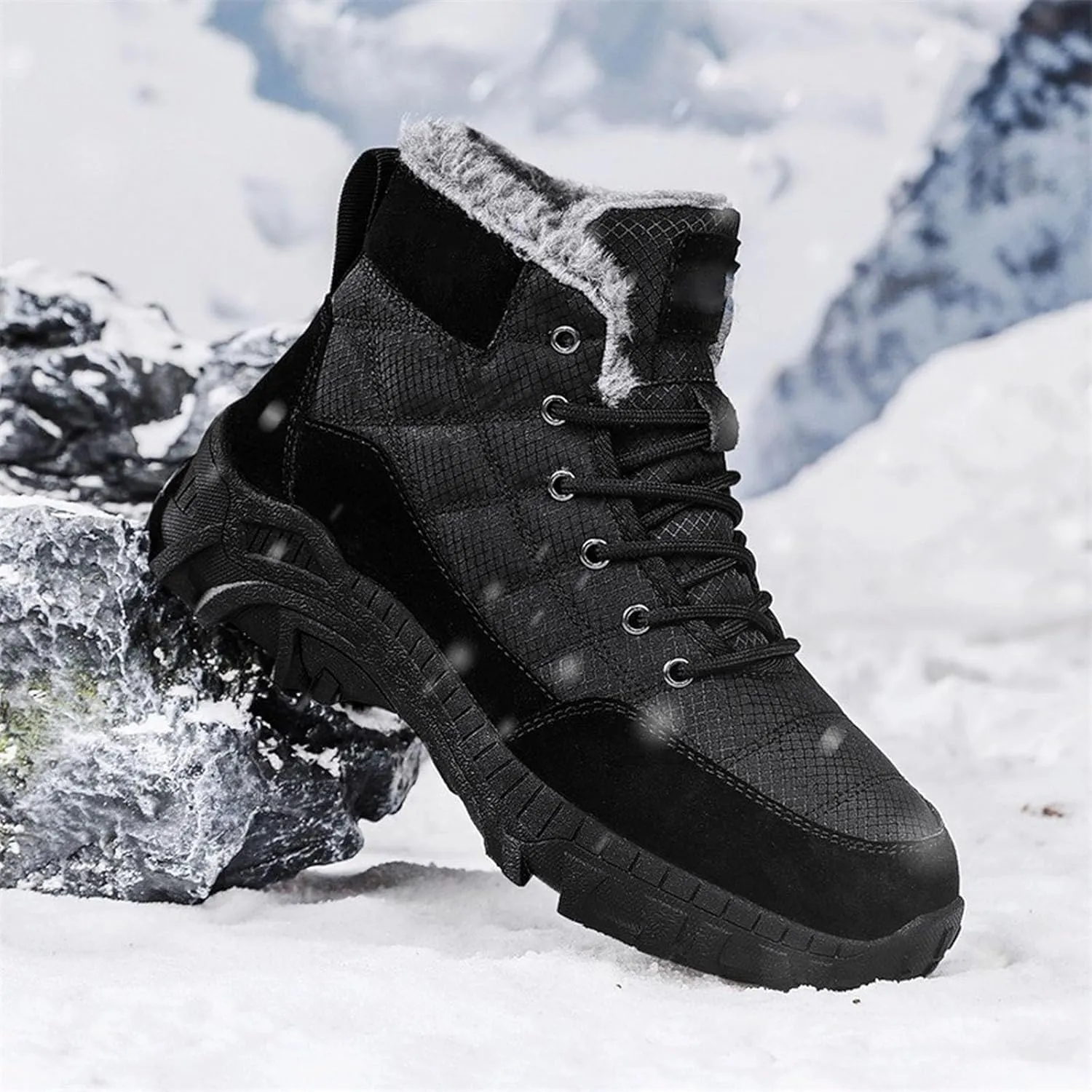 Mens Work Boots Slip On Hiking Sneakers Women's Slip On Warm Womens Working Shoes Steel Toe Slip On Platform Shoes Lightweight Comfortable Hike Grounded Footwear