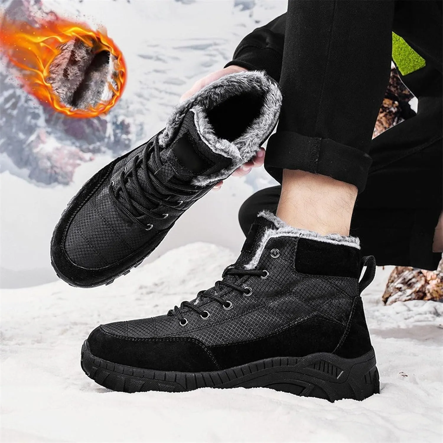 Mens Work Boots Slip On Hiking Sneakers Women's Slip On Warm Womens Working Shoes Steel Toe Slip On Platform Shoes Lightweight Comfortable Hike Grounded Footwear
