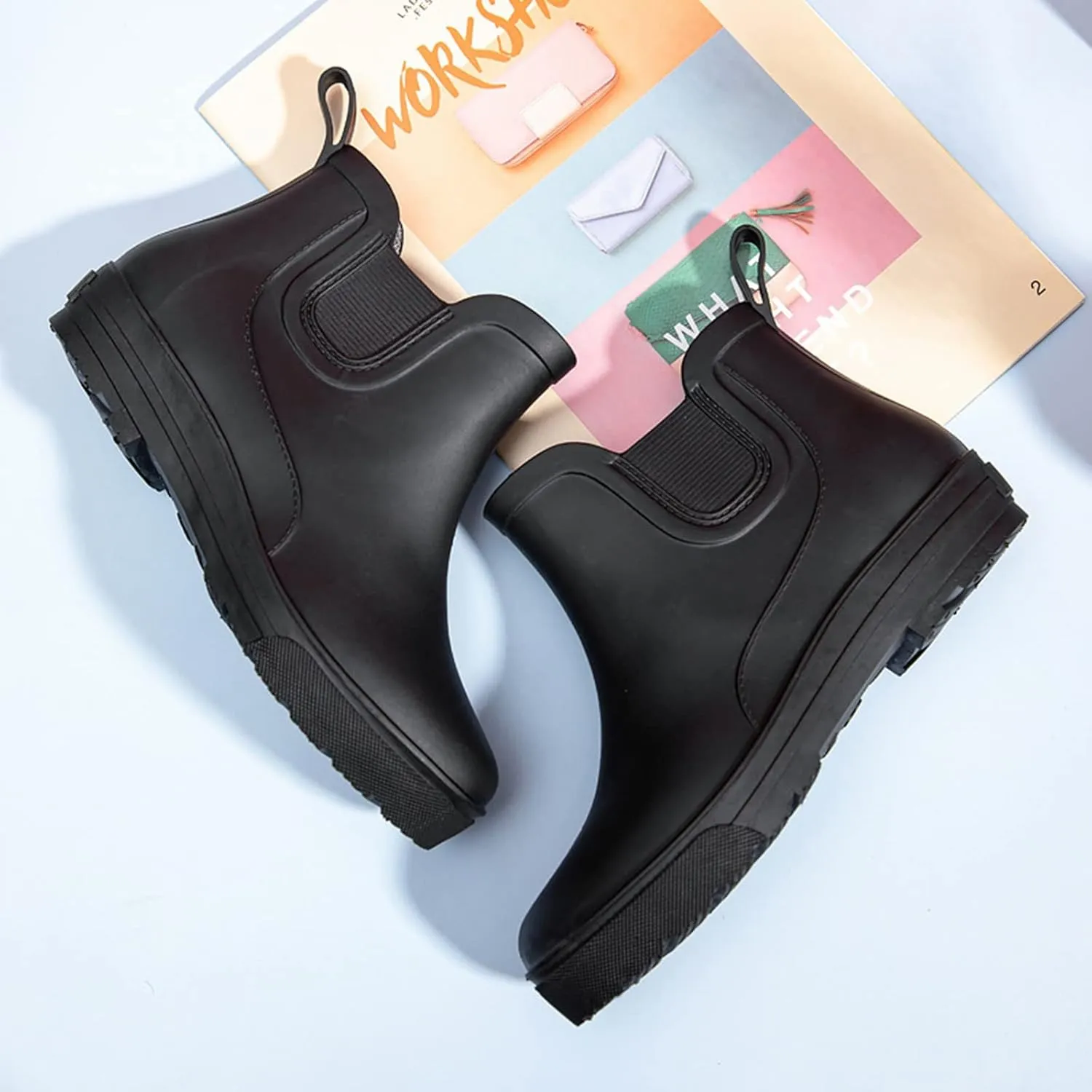 NLOMOCT Rain Boots for Women Wide Comfort Lightweight Waterproof Garden Boots Cute Soft Insole Short Rain Boots for Outdoor
