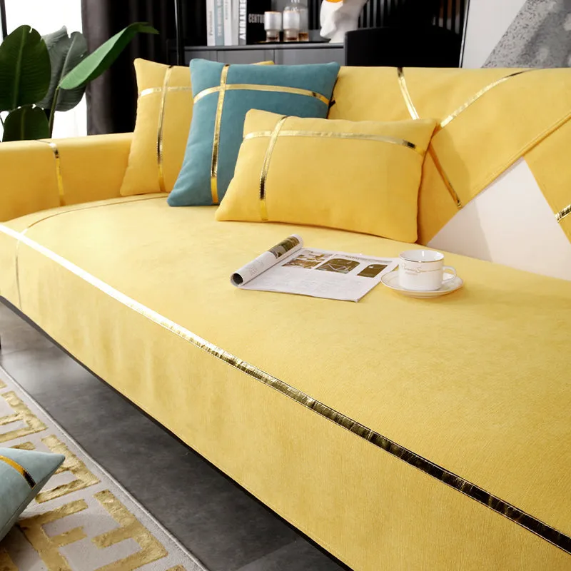 Nordic chenille sofa cushion light luxury wind four seasons universal non-slip modern minimalist leather cover