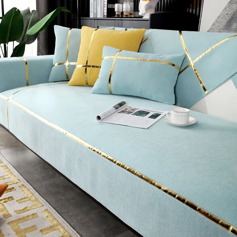 Nordic chenille sofa cushion light luxury wind four seasons universal non-slip modern minimalist leather cover