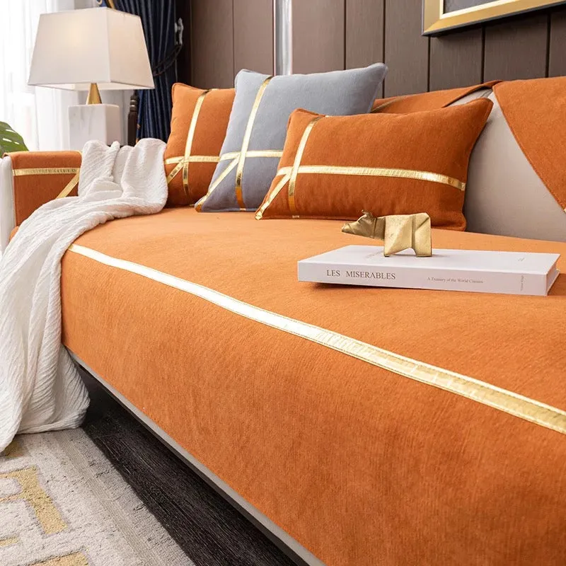 Nordic chenille sofa cushion light luxury wind four seasons universal non-slip modern minimalist leather cover