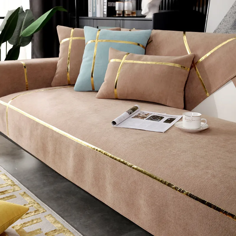 Nordic chenille sofa cushion light luxury wind four seasons universal non-slip modern minimalist leather cover