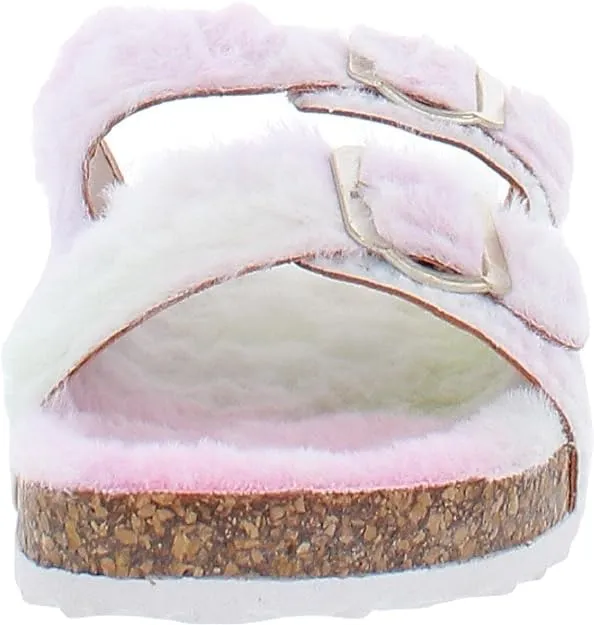 Olivia Miller Women's Stephy Faux Fur Slide Flat Sandals  Multicolor Size 9M