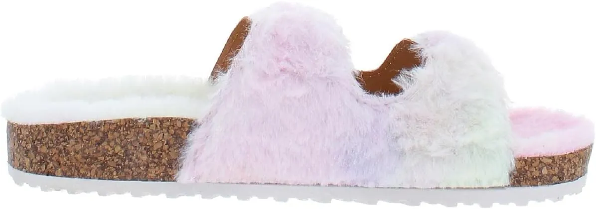 Olivia Miller Women's Stephy Faux Fur Slide Flat Sandals  Multicolor Size 9M