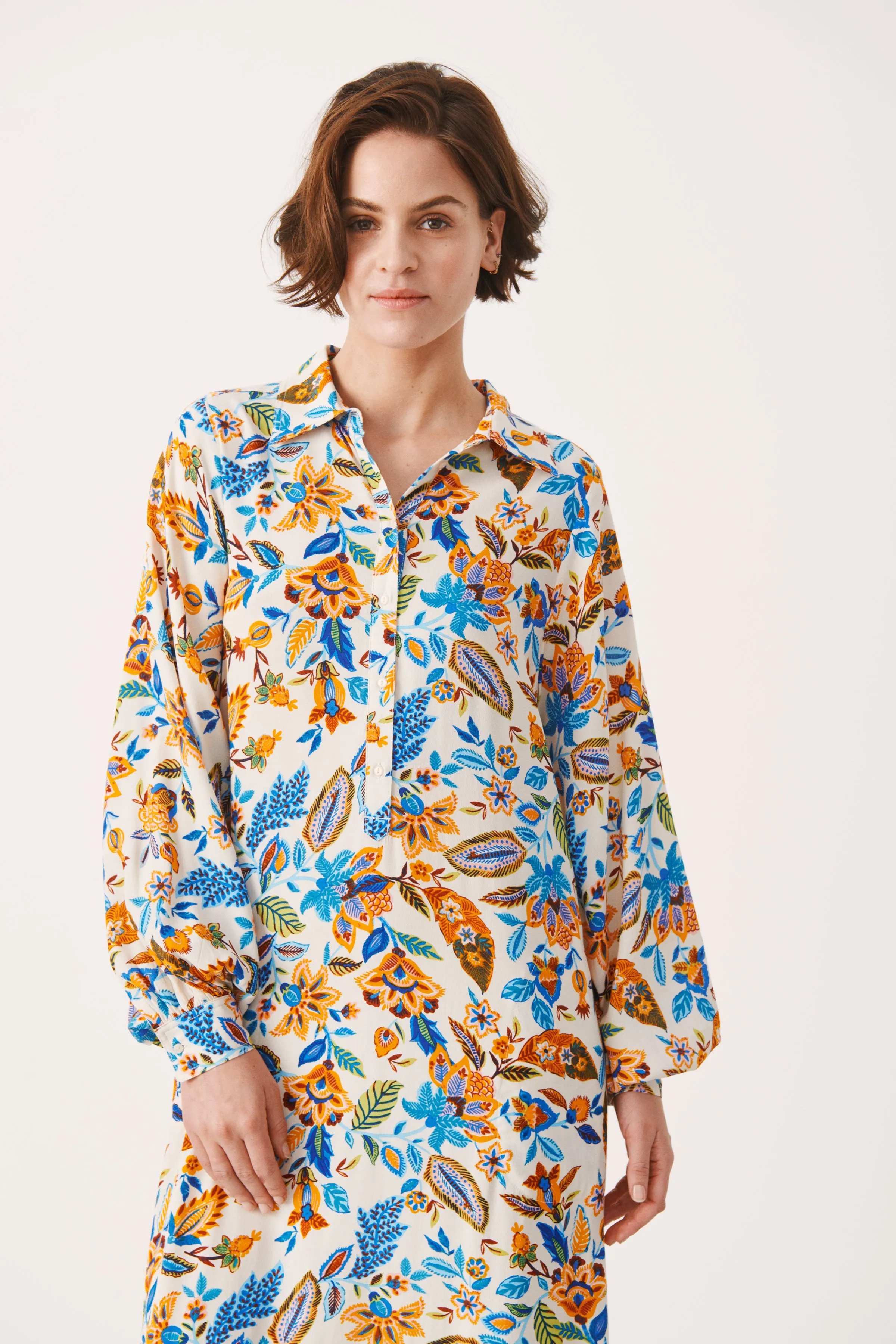 Part Two Shira relaxed shirt dress Blue Craft Flower